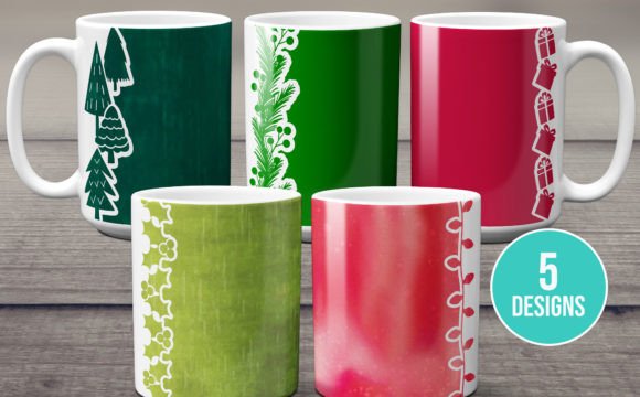 Christmas Borders Mug Wrap Template Svg Graphics