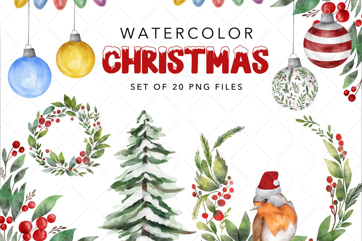 Christmas Watercolor Cliparts - photo 1