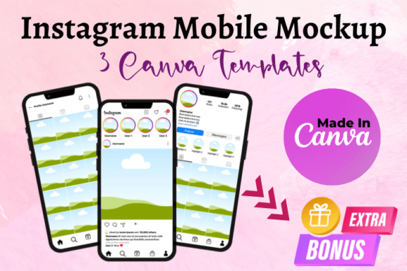 Instagram Mockup Canva Template Bonus Graphics