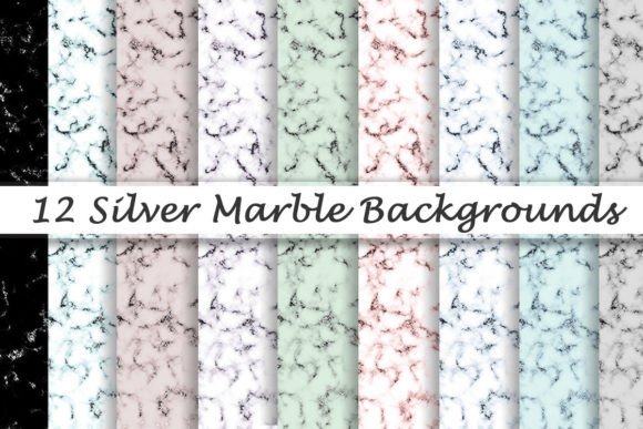 Silver Marble Textures Digital Papers