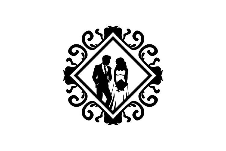 Wedding Couple Silhouette Badge Vintage Graphic by Muhammad Rizky ...