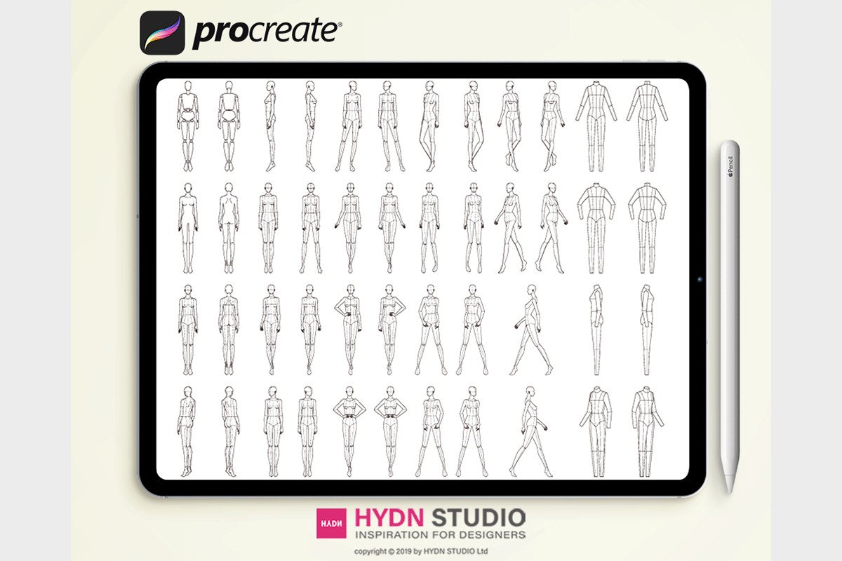 9 Head Body Pose Set Procreate Stamp - photo 2