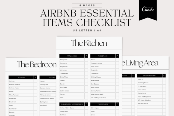 AirBnb Essential Items Checklist Canva
