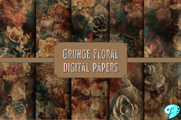 Grunge Floral Digital Papers