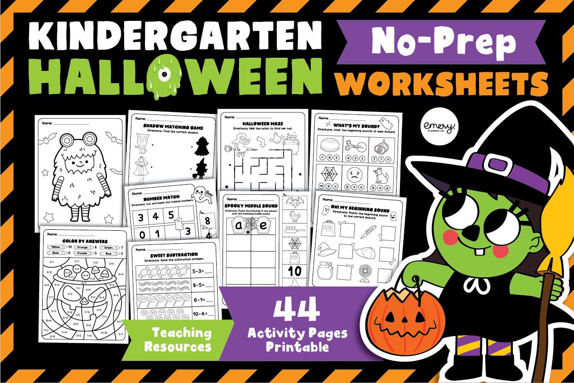 Halloween Activity Worksheets K-1st