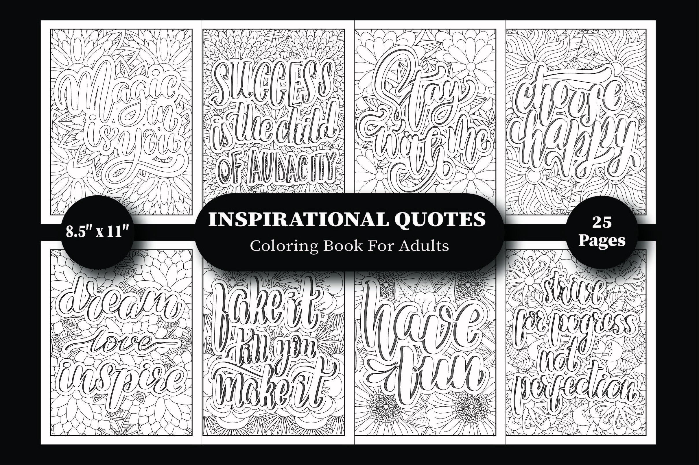Inspirational Quotes Coloring Book Pages