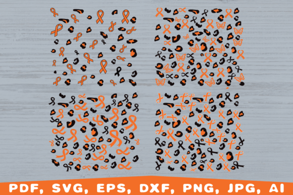 Leopard Ribbon Pattern SVG, Leukemia Svg