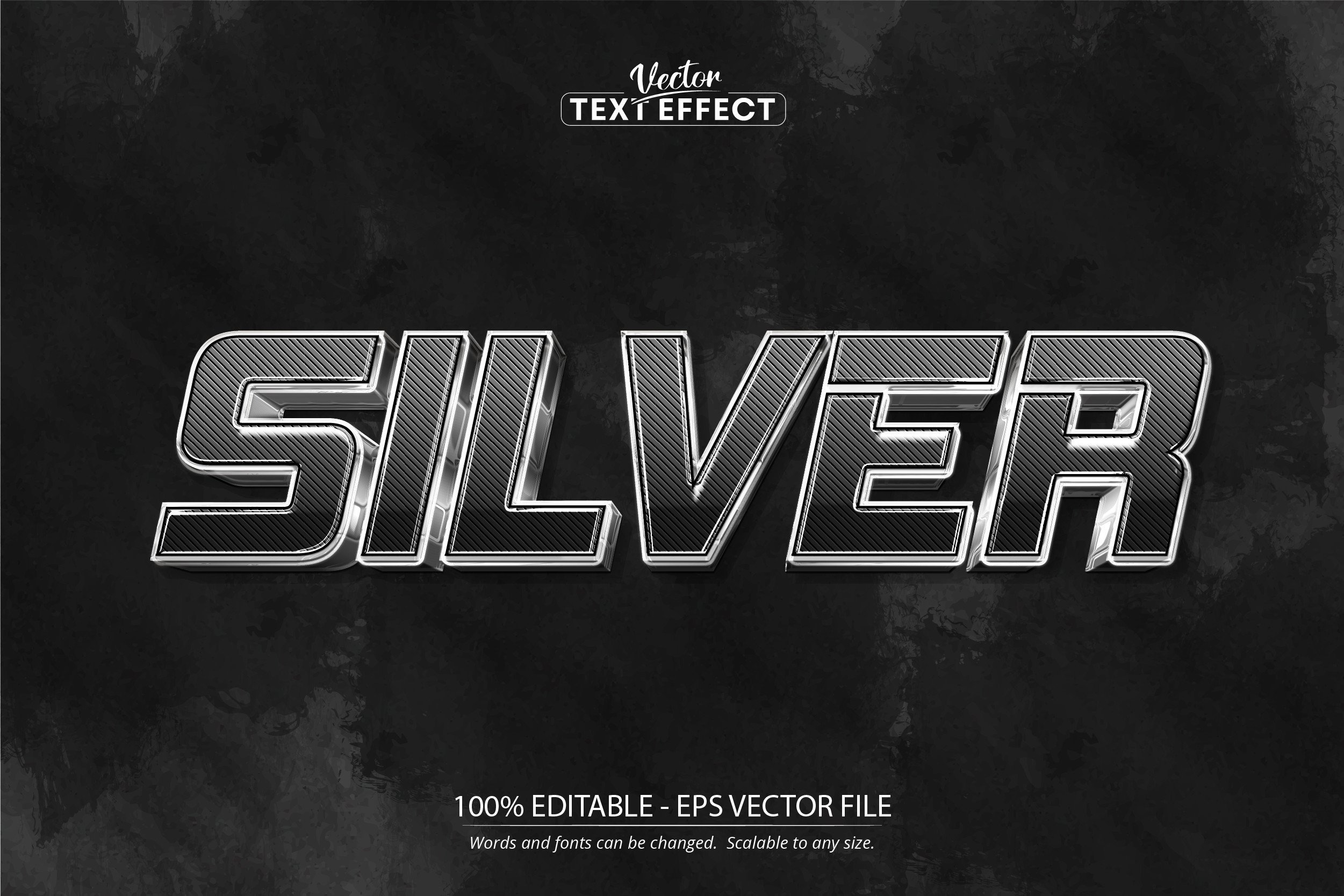 Silver Editable Text Effect, Shiny Metal Graphic by DesignVectx ...