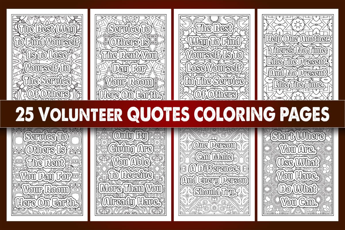 Volunteer Quotes Coloring Pages Graphic by protabsorkar11 · Creative ...