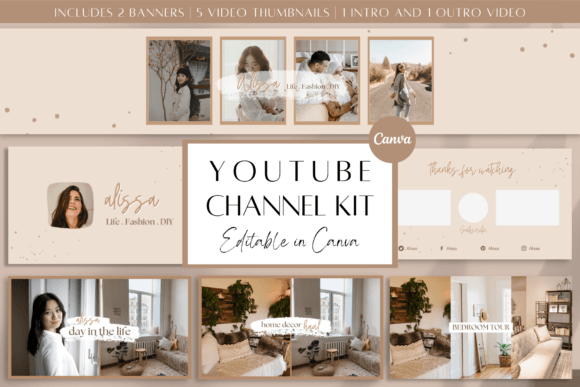 YouTube Branding Kit Canva Brown