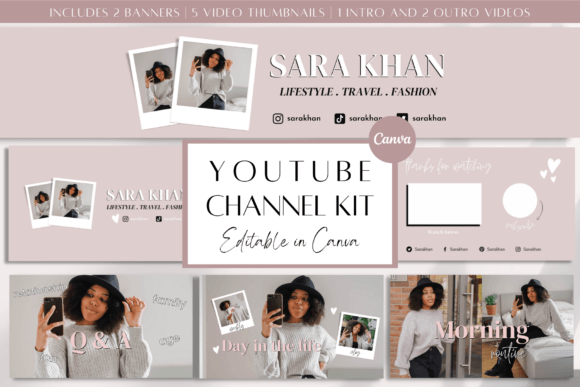 YouTube Channel Kit for Canva Blush