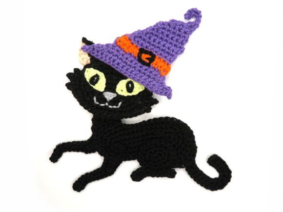 Cat Halloween Crochet Applique Pattern