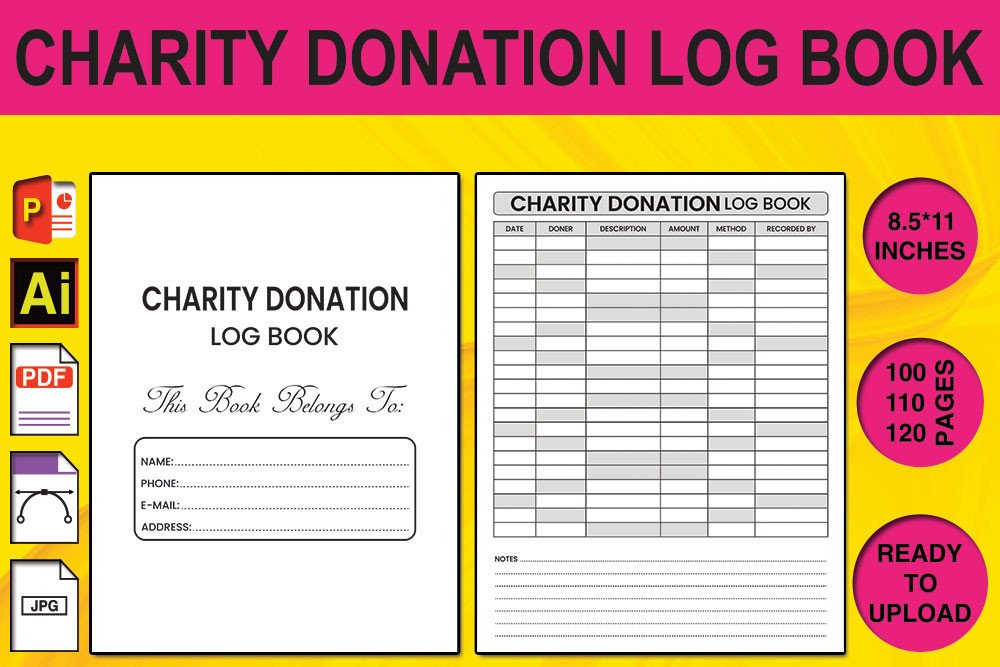 Charity Donation Log Book KDP Interior Graphic by MB Studio · Creative ...
