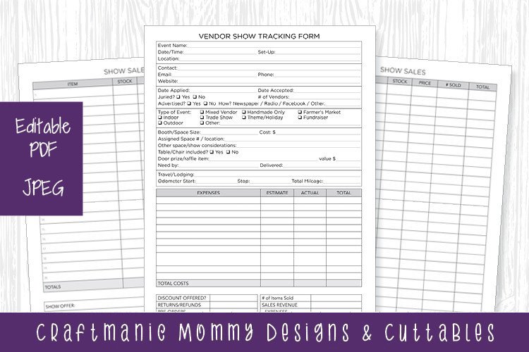 Craft Show Vendor Tracker Form