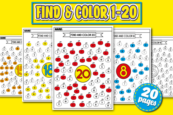 Find & Color by Number Worksheets 1-20