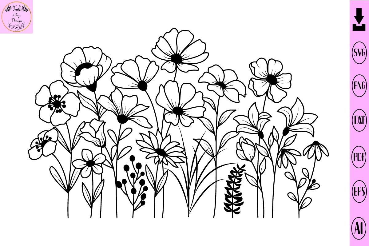 Flower Svg Wildflower Blooms Svg Floral Graphic by Tadashop Design ...