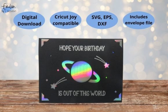 Space Themed Birthday Insert Card Svg Graphics