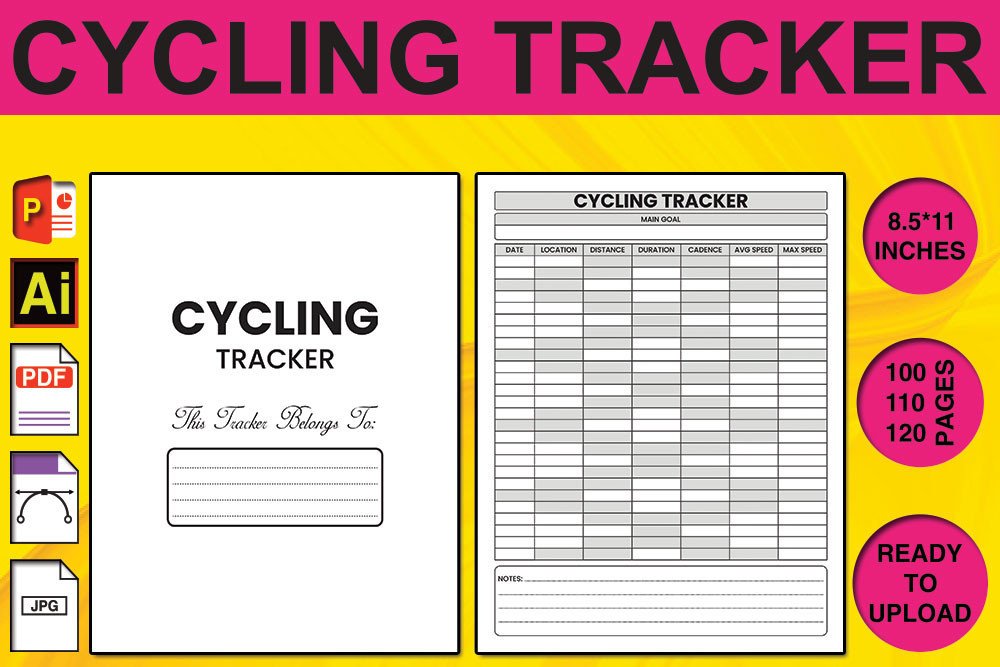 Cycling Tracker Log Book KDP Interior Graphic by MB Studio · Creative ...