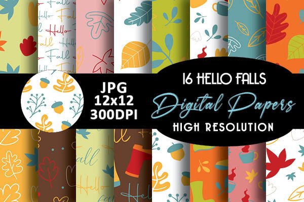 Hello Fall Digital Papers Patterns Graphic by Grafixeo · Creative Fabrica