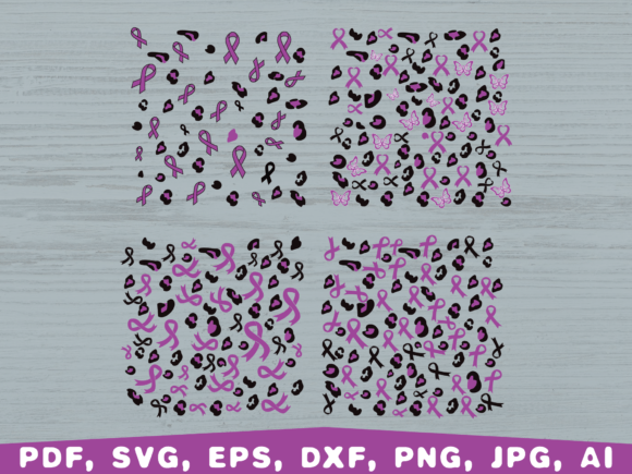 Leopard Ribbon Pattern SVG, Pancreatic