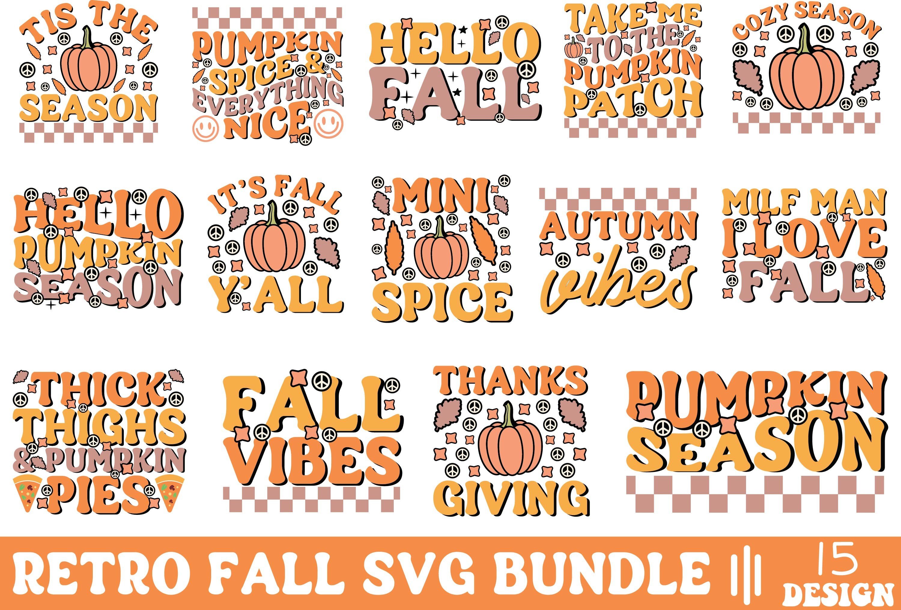 Retro Fall Svg Bundle Graphic by monster · Creative Fabrica