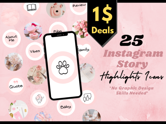 25 Pink Instagram Story Highlight Covers - Digital