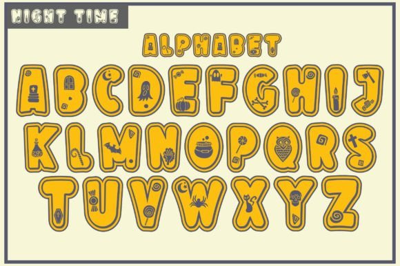 Night Time Font PNG with transparent background - Preview 1