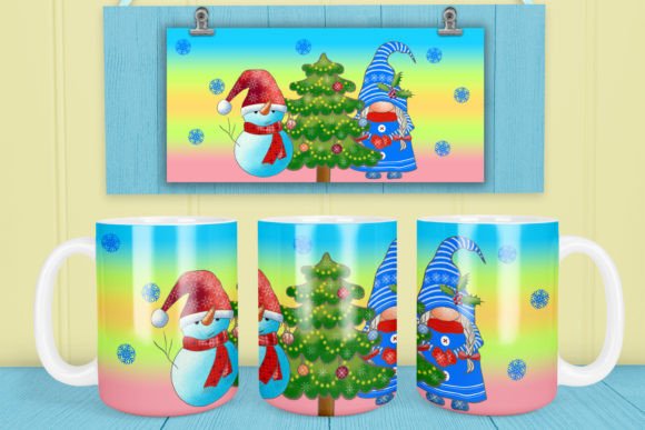 Christmas Gnome Mug Wrap Design Graphics