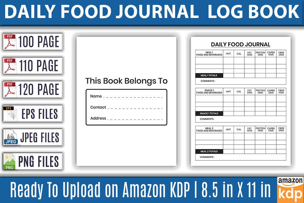Daily Food Journal Log Book Graphic by KDP Pro · Creative Fabrica