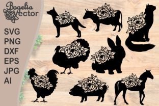 Farm Animal with Flowers Svg Bundle Graphic by BogeliaVector · Creative ...
