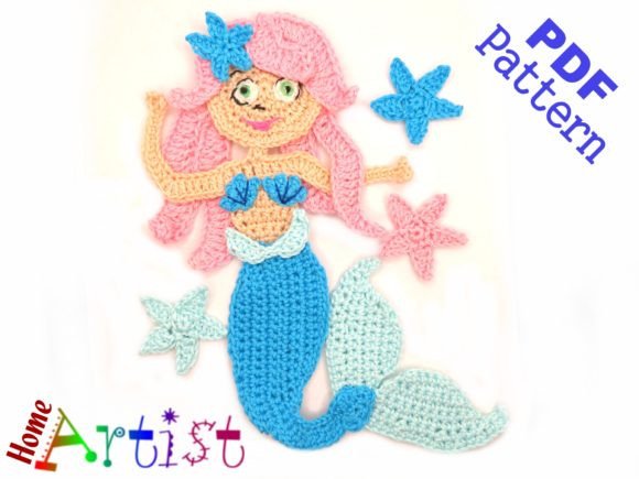 Mermaid Crochet Applique Pattern