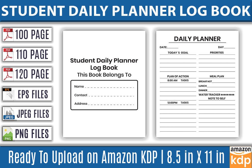 Student Daily Planner Log Book | KDP Int Graphic by KDP Pro · Creative ...