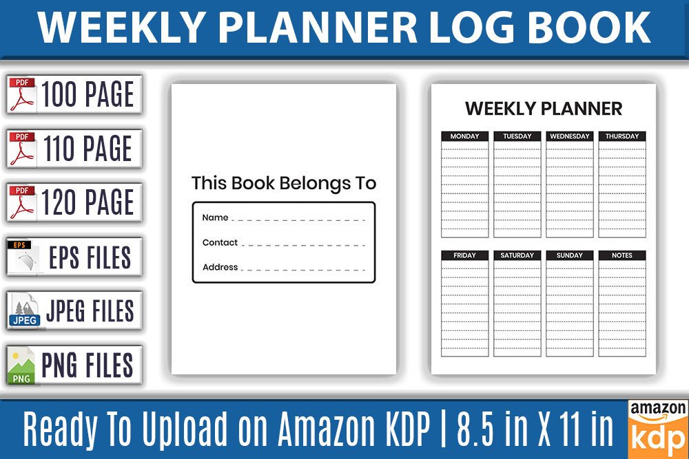 Weekly Planner Log Book | KDP Interior Graphic by KDP Pro · Creative ...