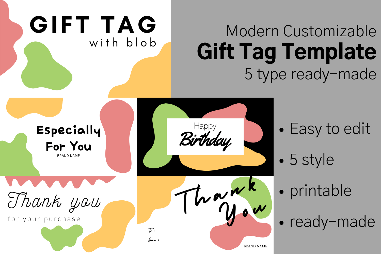 Gift Tag with Blob Canva Template