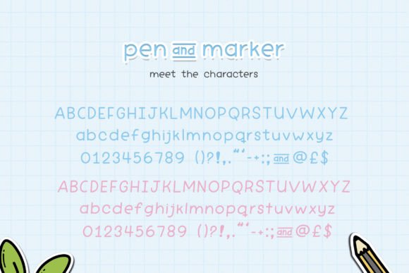Pen and Marker Font PNG with transparent background - Preview 3