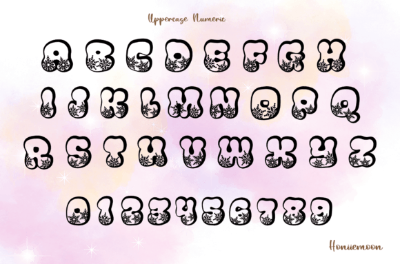 Retro Snowflake Font PNG with transparent background - Preview 1