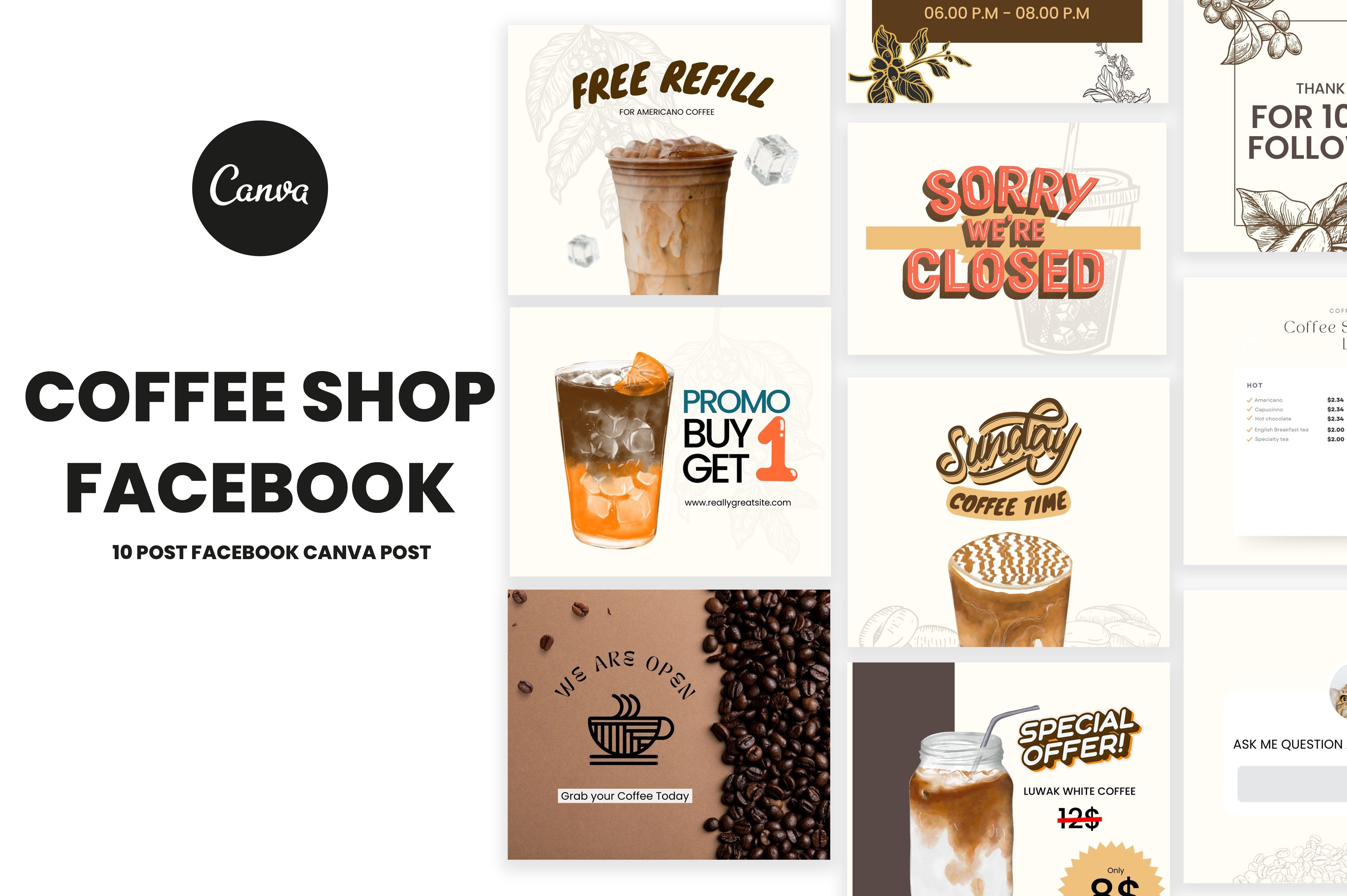 10 Coffee Shop Facebook Post Canva Graphic by akimtancreative ...