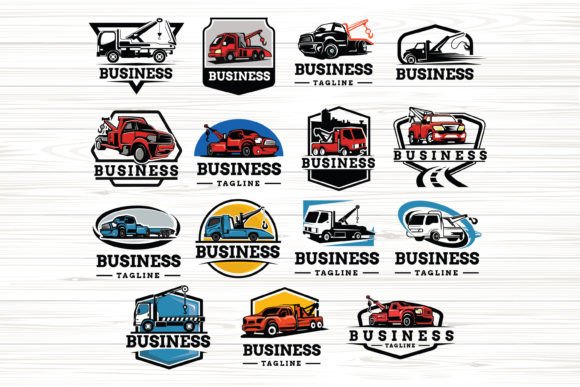 15 Towing Truck Service Logo Bundle Gráfico Logos Por guavanaboy