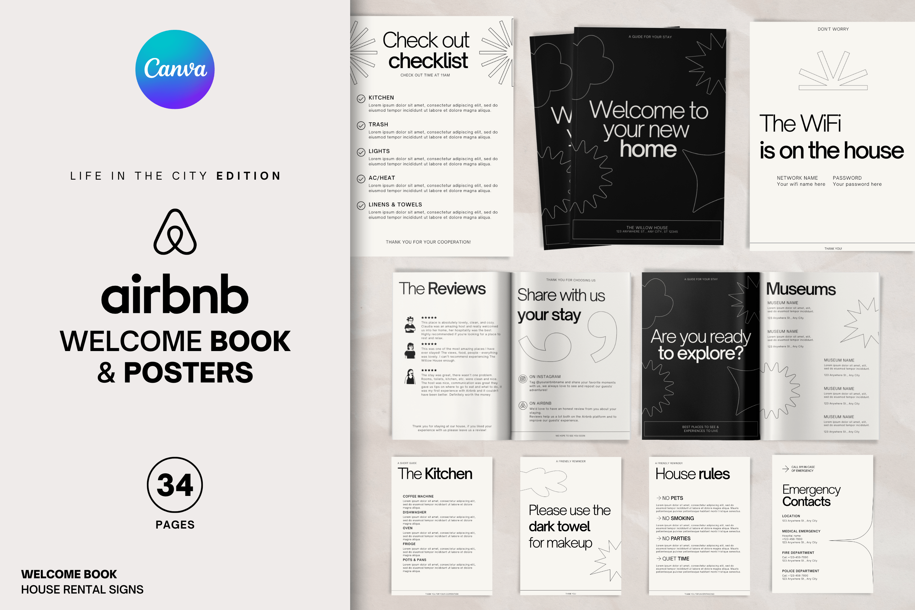 Airbnb Welcome Book & Posters Canva