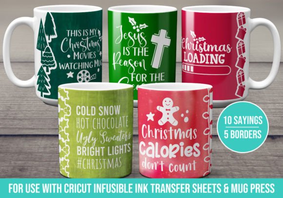 Christmas Mug Wraps With Sayings Svg Graphics