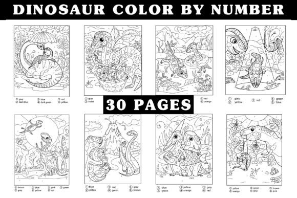 Dinosaur Color by Number for Adults