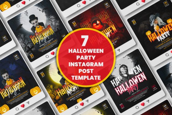 Halloween Party Instagram Post Template with editable PSD designs