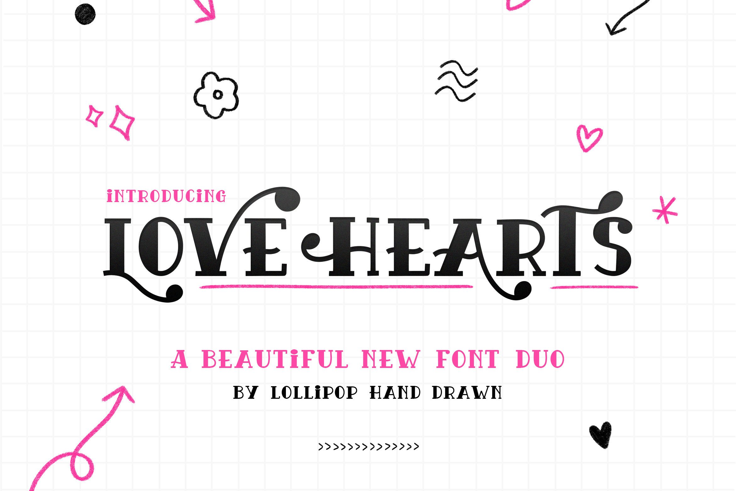 Love Hearts preview, adorable display font