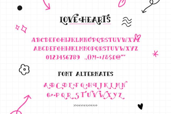 Love Hearts Font PNG with transparent background - Preview 4