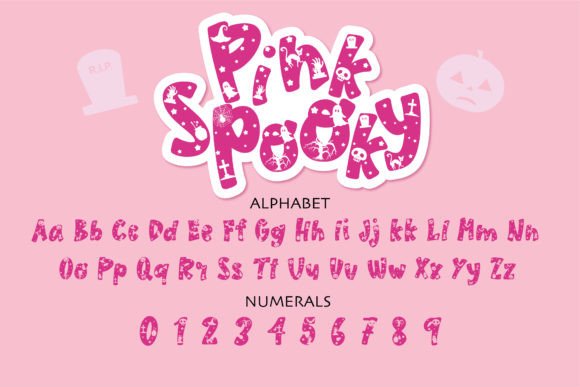 Pink Spooky Font PNG with transparent background - Preview 1