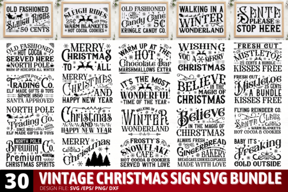 Vintage Christmas Sign Svg Bundle