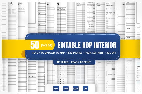 50 Editable KDP Interior Bundle Vol(02)