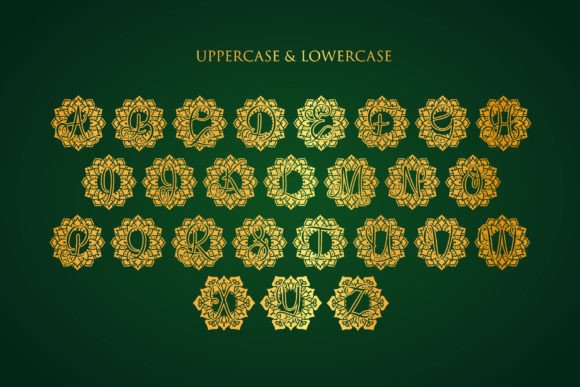 Petals Mandala Monogram Font PNG with transparent background - Preview 2