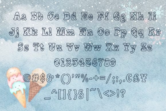 Snow and Icecream Font PNG with transparent background - Preview 1