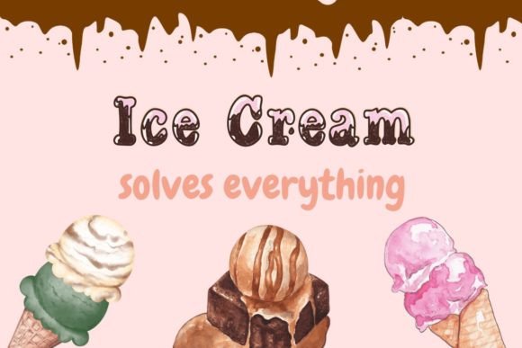 Snow and Icecream Font PNG with transparent background - Preview 3